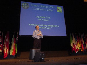 Andrew Grill presenting at the 2004 Rotary District Conference in Sydney
