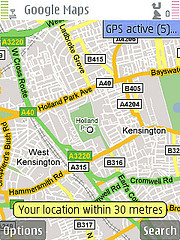 Google mobile maps GPS on